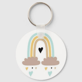 Chaveiro Tecla Botão - Arco-Íris e Corações