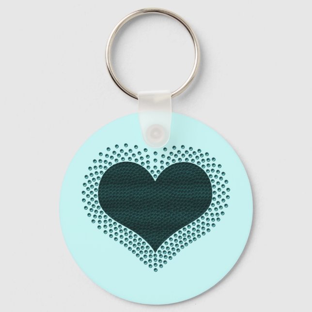 Chaveiro Tecla Cardíaca Metálica, Teal (Frente)