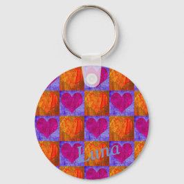 Chaveiro Tecla de botão personalizada - Corações de Pop art