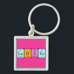 Chaveiro Tecla de mesa periódica das damas<br><div class="desc">As senhoras soletradas como La D I Es (Lanthanum Deuterium Iodine Einsteinium) em um teclado para o cientista em você.</div>