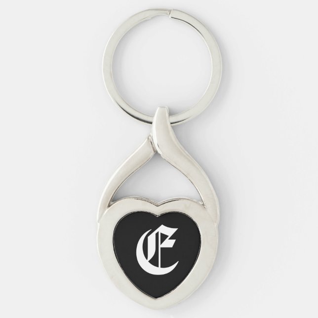 Chaveiro Tecla "E" Black Heart (Frente)