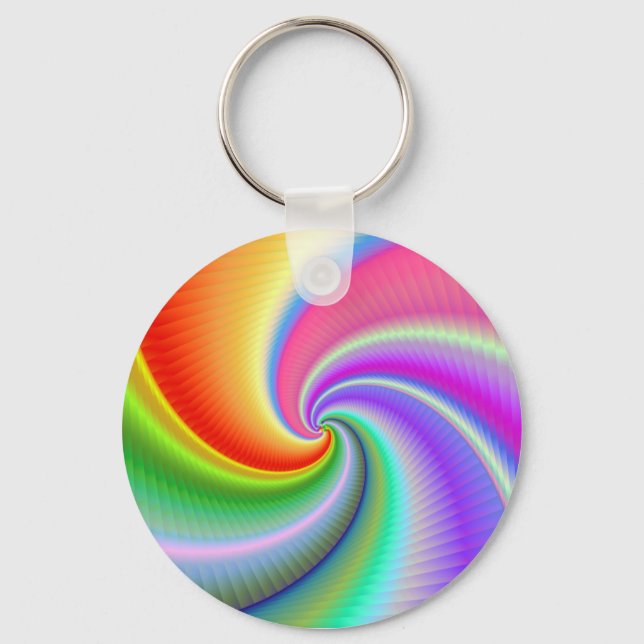 Chaveiro Tecla Fractal Espiral Colorida (Frente)