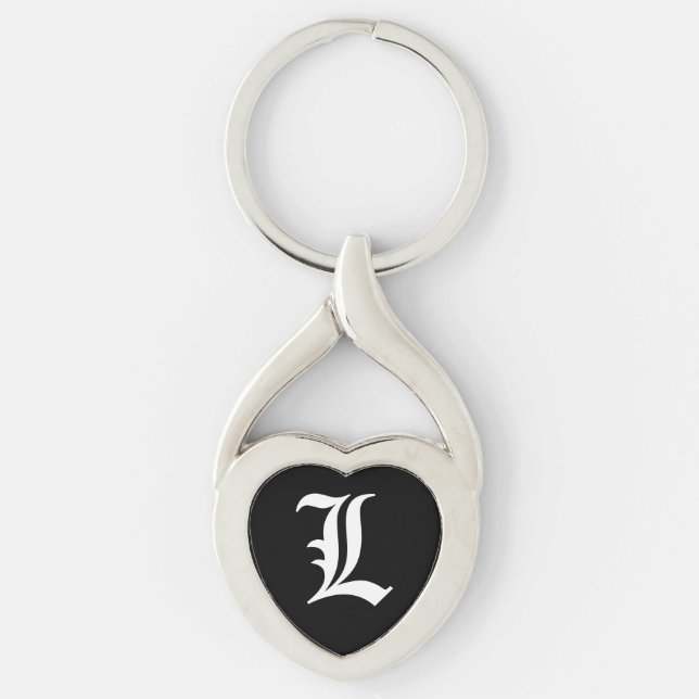 Chaveiro Tecla "L" Black Heart (Frente)