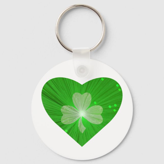 Chaveiro Tecla Shamrock Heart, branco (Frente)