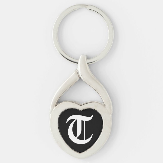 Chaveiro Tecla "T" Black Heart (Frente)
