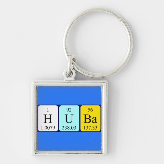 Chaveiro Teclado de nome de mesa periódica de huba (Frente)