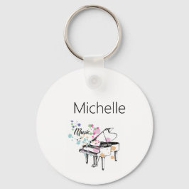 Chaveiro Teclado de Piano e Pingente de Notas Musicais