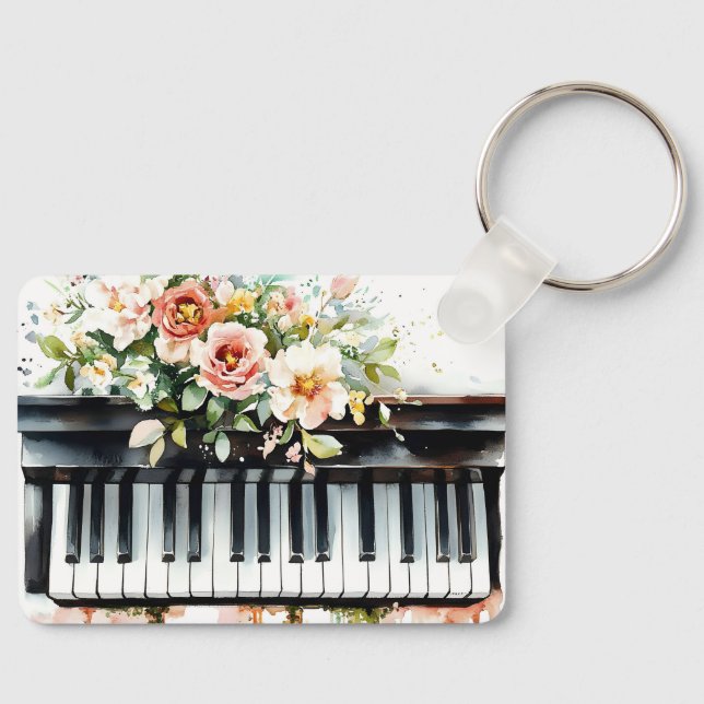 Chaveiro Teclas de Piano de Cauda e Flores (Frente)
