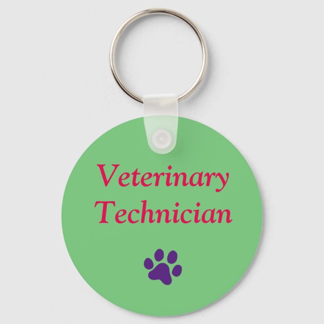 Chaveiro Técnico Veterinário/Impressão em púrpura/Verde (Frente)