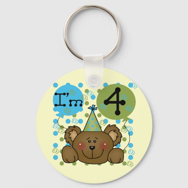 Chaveiro Teddy Bear 4th Birthday T-shirts e presentes (Frente)