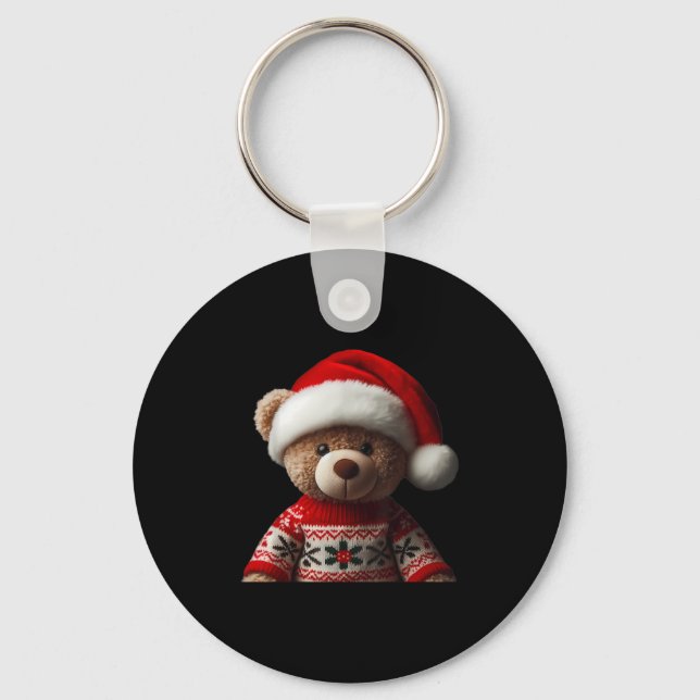 Chaveiro Teddy Bear With Santa Hat Christmas Xmas Lover Kid (Frente)