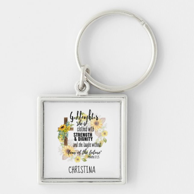 Chaveiro Teen Godchild Gift - Citação personalizada do prov (Frente)