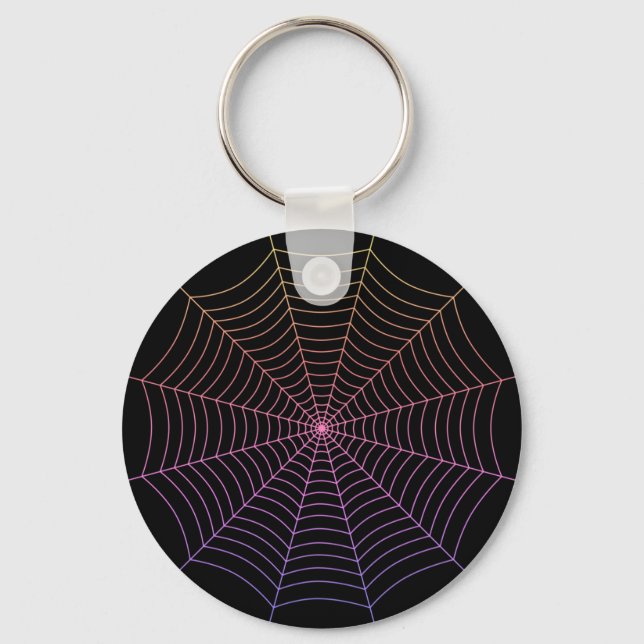 Chaveiro Teia de aranha preta roxa laranja padrão de Hallow (Frente)