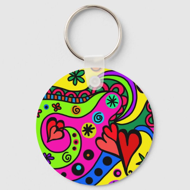 Chaveiro Tela-chave hippy colorida psicodélica (Frente)