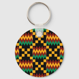 Chaveiro Tela do Kente Preta, Verde, Vermelha e Amarela