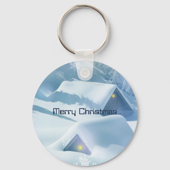 Chaveiro Telhados cobertos com neve brilhante (Frente)