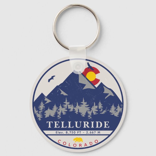 Chaveiro Telluride Colorado Retro Sunset Ski Souvenirs (Frente)