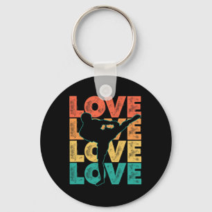 Chaveiro Tema de design gráfico de amor retro Muay Thai Kic