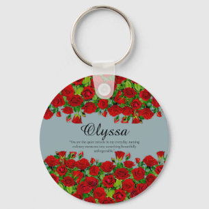 Chaveiro Tema de Jardim de Nome Personalizado com Borda de