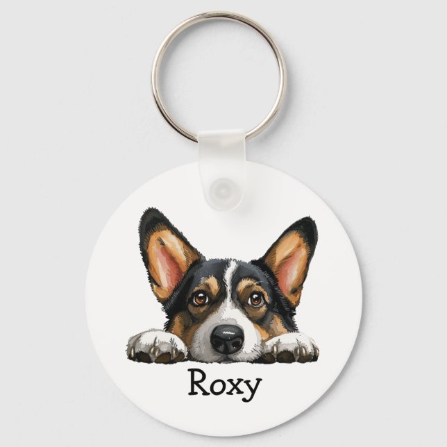 Chaveiro Tema Personalizado do Corgi Preto (Frente)