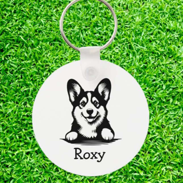 Chaveiro Tema Personalizado do Corgi Puppy (Carry your love for Corgis everywhere with a personalized Corgi puppy keychain.)