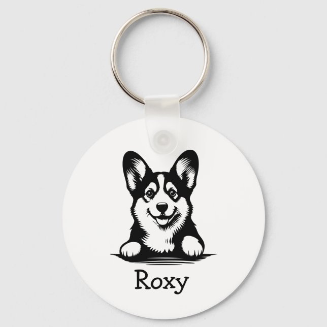 Chaveiro Tema Personalizado do Corgi Puppy (Frente)