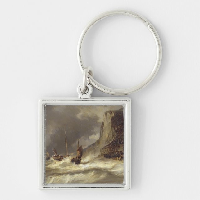 Chaveiro Tempestade na costa em Etretat, Normandy, 1851 (Frente)