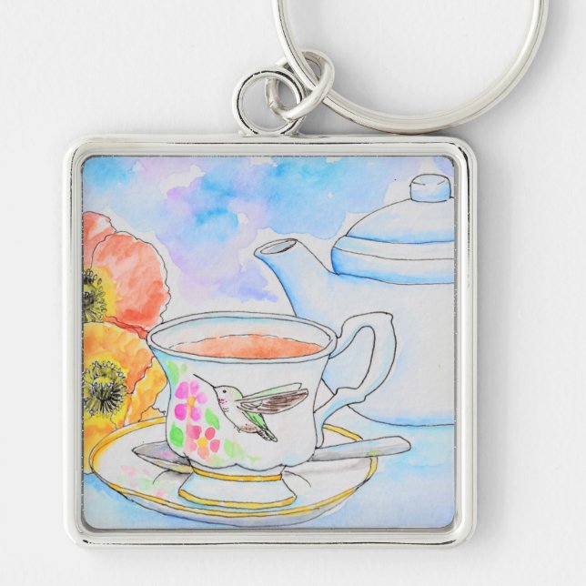 Chaveiro Tempo para a pintura por aquarela do chá (Frente)