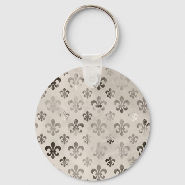 Chaveiro Tendência - Cinza de prata aflita Fleur De Lis - P (Frente)
