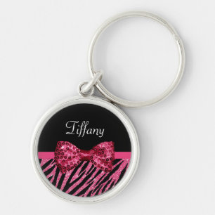 Chaveiro Tendência Zebra Rosa Imprima FAUX Glitz Arco Com N