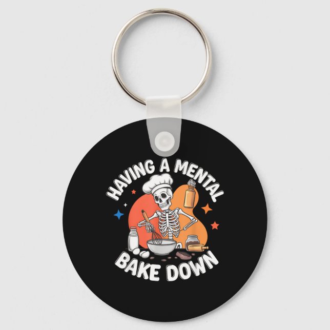 Chaveiro Tendo Uma Quebra Mental Divertida Skeleton Baker (Frente)