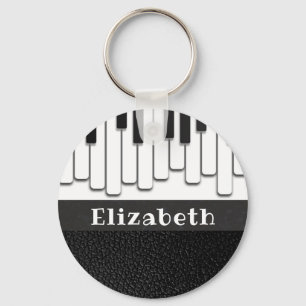 Chaveiro Tendy Piano Keys e Faux Black Leather Monograma