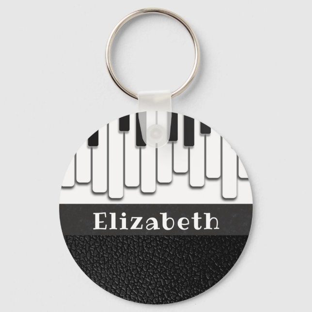 Chaveiro Tendy Piano Keys e Faux Black Leather Monograma (Frente)
