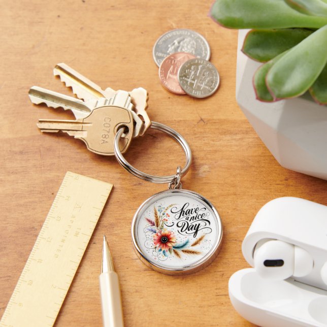 Chaveiro Tenha um belo dia floral (Mesa)