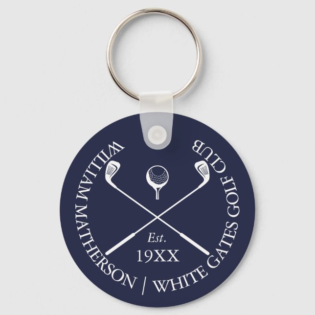Chaveiro Tênis de Golfe Clássico Azul Marinho Personalizado (Frente)