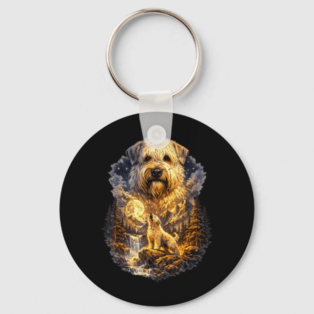 Chaveiro Tenterro Wheaten Uivando para a Lua Cachorro Vinta (Frente)