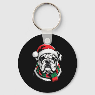 Chaveiro Ternos de Natal para Bulldog Inglês com Chapéu de