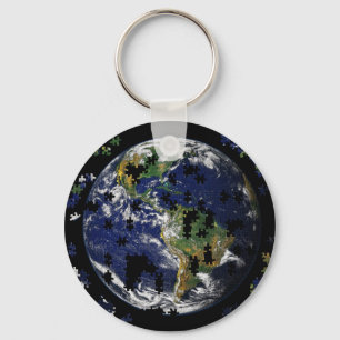 Chaveiro Terra como um quebra-cabeça