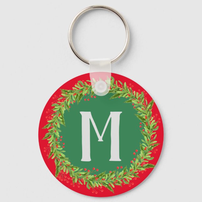 Chaveiro Terra de Natal Vermelha e Verde Monograma (Frente)