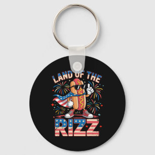 Chaveiro Terra Do Rizz Hotdog Engraçado 4 De Julho American