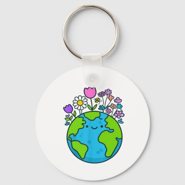 Chaveiro 🌸 Terra Feliz em Flor 🌍 (Frente)