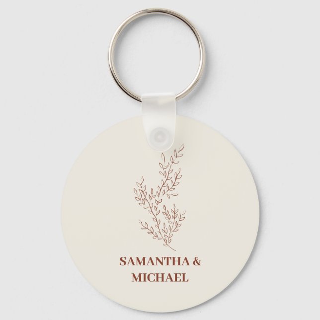 Chaveiro Terracotta Ivory Beige Ivy Flower Tiny Wedding (Frente)