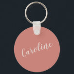 Chaveiro Terracotta - Tipografia Minimalista Nome Personali<br><div class="desc">Este chaveiro de nome personalizado minimalista é um acessório na moda e prático, perfeito como um favor partidário, presente de damas de honra ou essencial no dia a dia. A elegante letra do guião e a design moderna fazem dela um bem pensativo para casamentos, aniversários ou ocasiões especiais. Personalize-o com...</div>