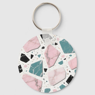 Chaveiro Terrazzo Mármore Pastel Rosa Verde Moderno