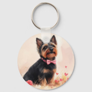 Chaveiro Terrier Australiano com Rosas - Dia dos Namorados