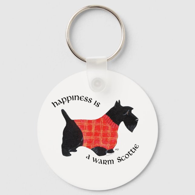Chaveiro Terrier escocês no Red Xadrez Sweater (Frente)