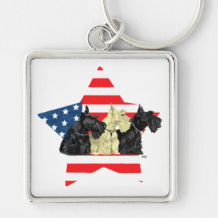 Chaveiro Terriers Escoceses Patrióticos na Estrela