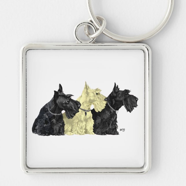 Chaveiro Terriers Escoceses Preto e Trigo (Frente)