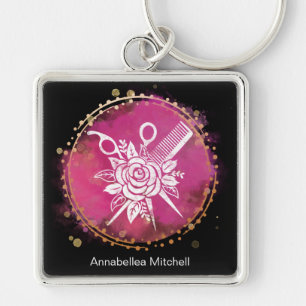 Chaveiro Tesoura de Cabeleireiro Estilista Beleza Rosa Pink