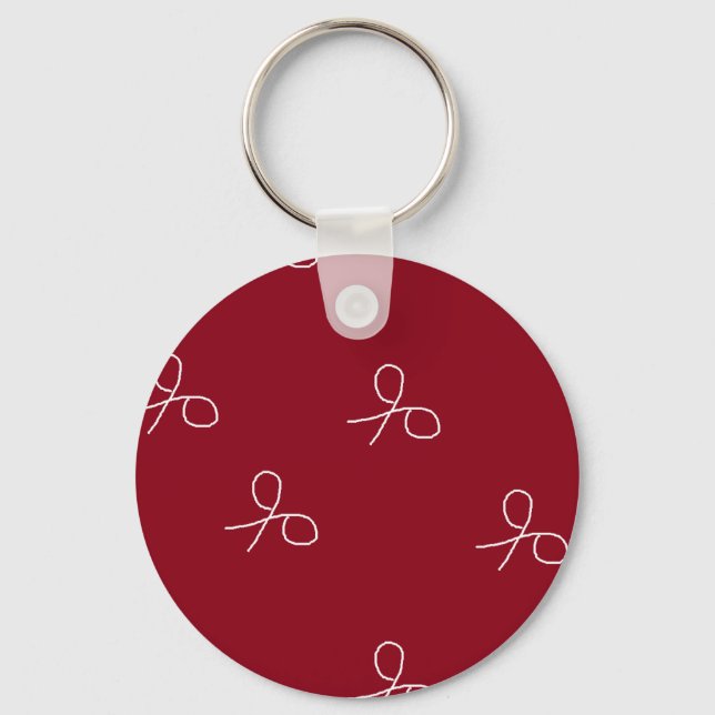 Chaveiro Tesoura desenhada à mão em vermelho maroon (Frente)